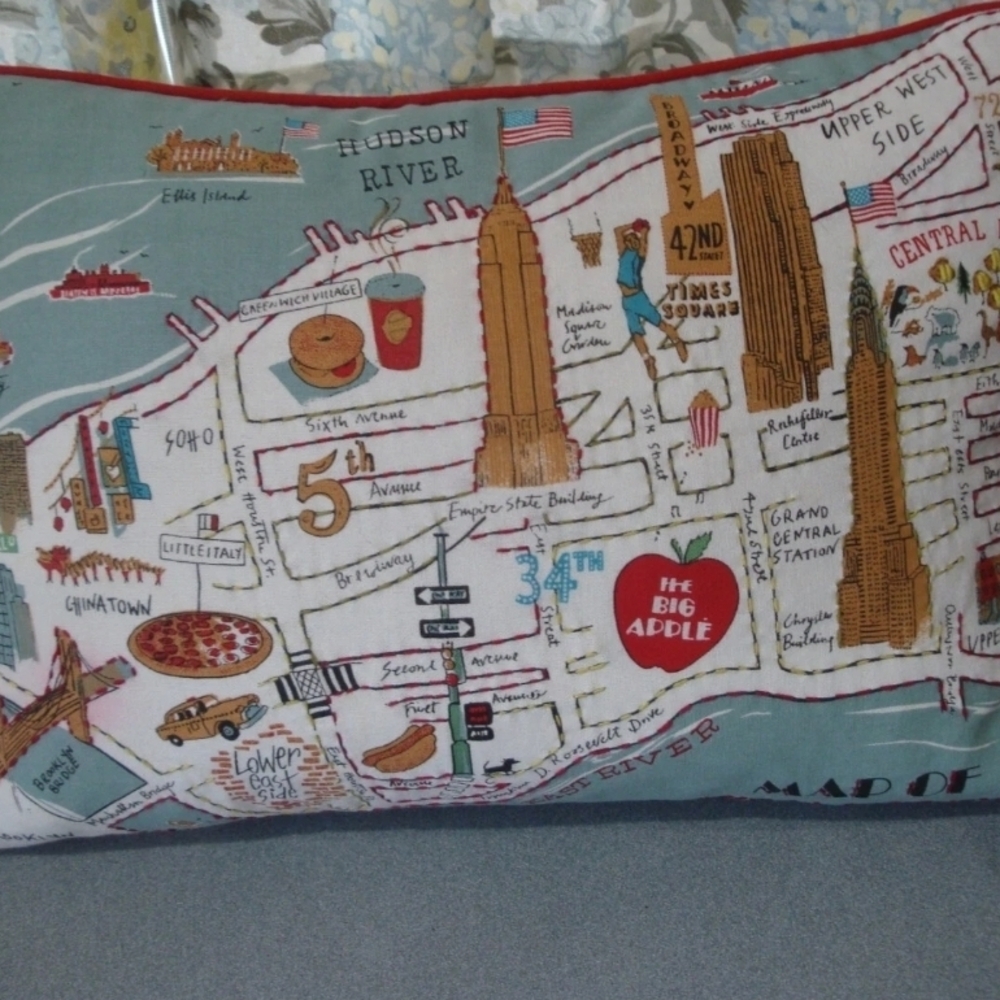 New York Map Decorative Pillow - Picture 2 of 10